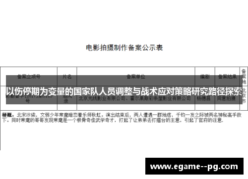 以伤停期为变量的国家队人员调整与战术应对策略研究路径探索